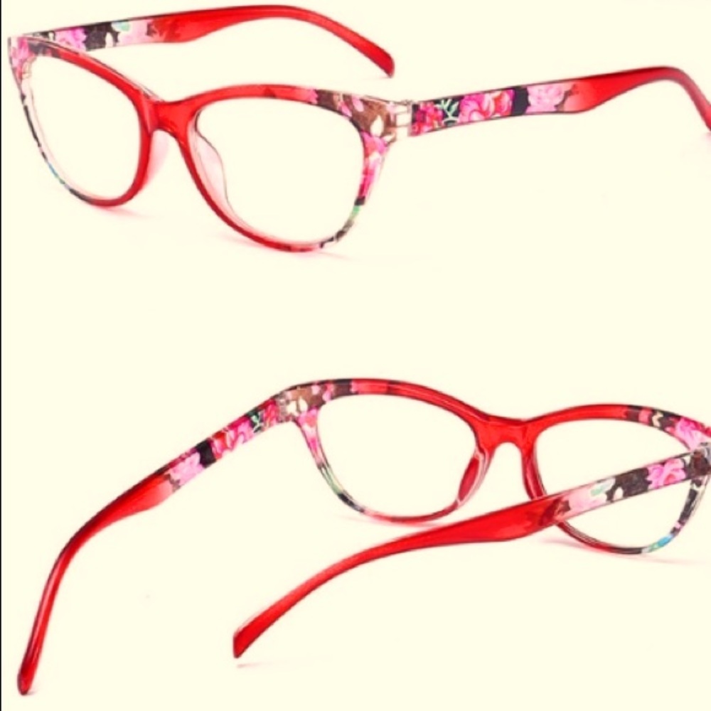 👓 🆕NIP: Retro Red Floral Readers